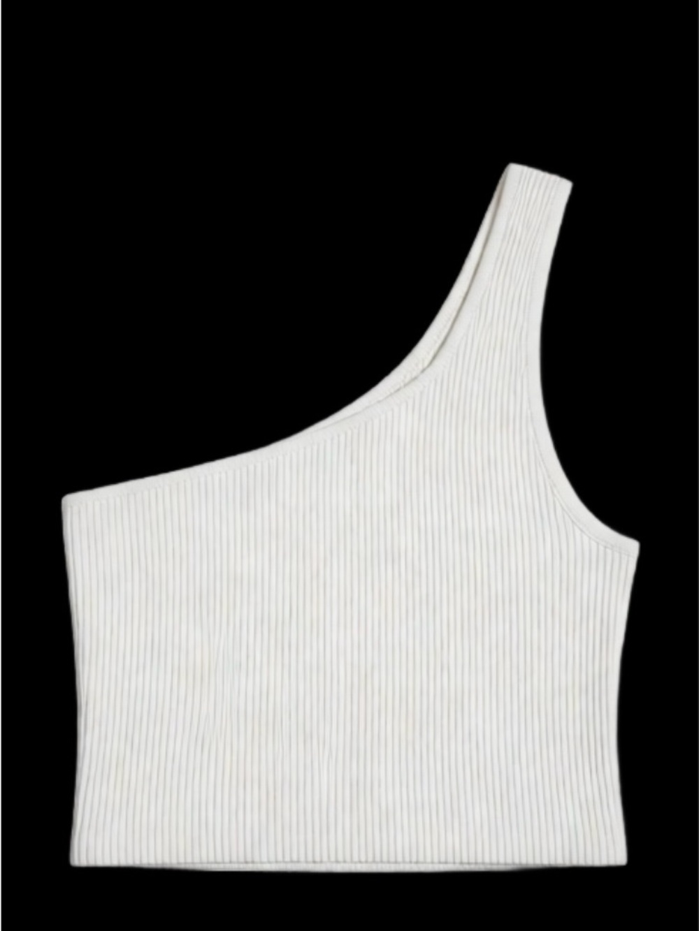 Babaton XS White One-Shoulder Ribbed Crop New Without Tag